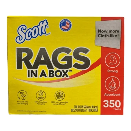 Scott Rags in a Box Unscented Durable Disposable Towels 10x12 for Commercial Use, 200 Count